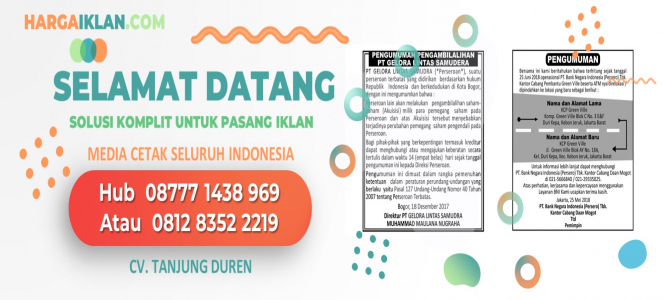 pasang iklan pengumuman